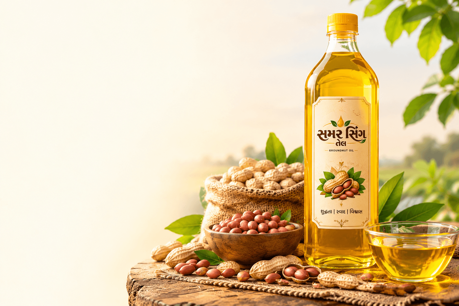 Samar Singtel groundnut oil being used in an everyday Indian kitchen